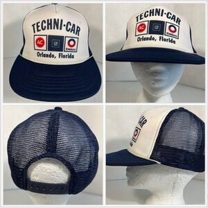 VTG AC GM DELCO TECHNI-CAR Orlando Florida Trucker Hat Cap Snapback Navy White